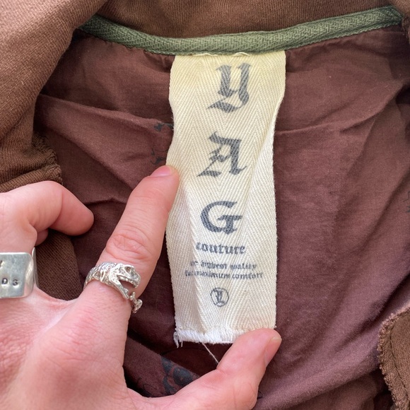 YAG Couture Brown Belted Double Breasted Jacket Y2K Pirate Juniors Large - Picture 3 of 12